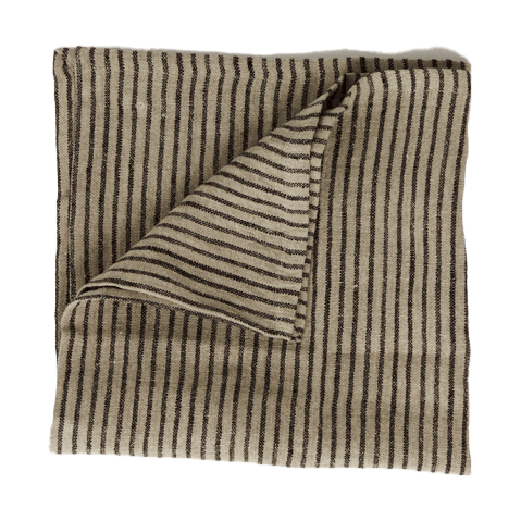 Stripe linnen servet 45x45 cm, Zwart zand Olsson & Jensen