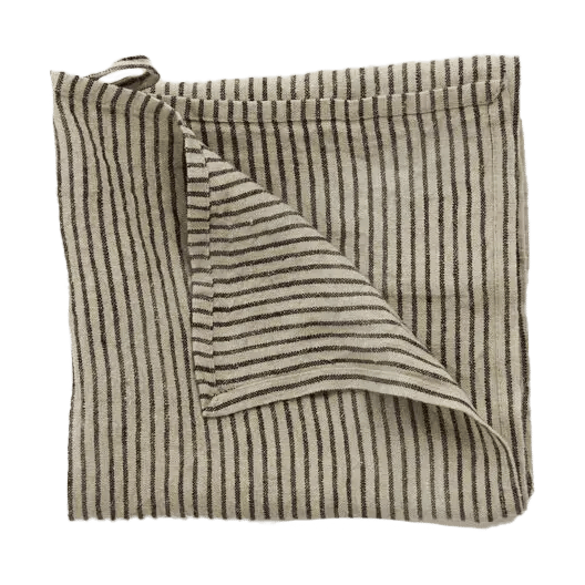 Stripe theedoek linnen 45x65 cm - Zwart zand - Olsson & Jensen