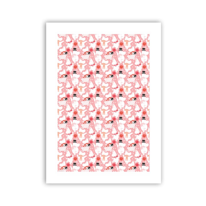Moomin celebration theedoek 70x50 cm - Wit-roze - Opto Design