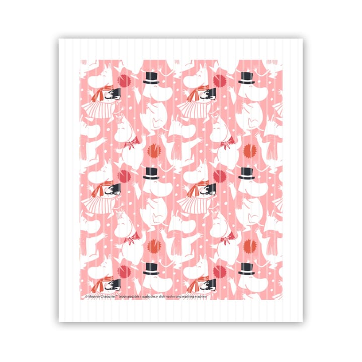 Moomin celebration vaatdoek 17x14,5 cm - Wit-roze - Opto Design