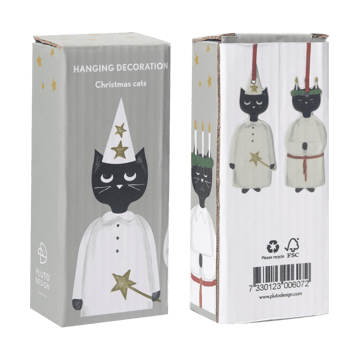 Christmas cats kersthanger 2-delig - Zwart-wit - Pluto Design