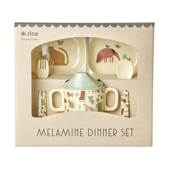 Rice kinderservies 4-delig - Sweet Jungle Print-Cream - RICE