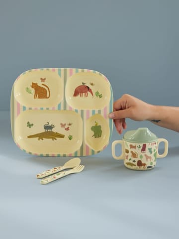 Rice kinderservies 4-delig - Sweet Jungle Print-Cream - RICE