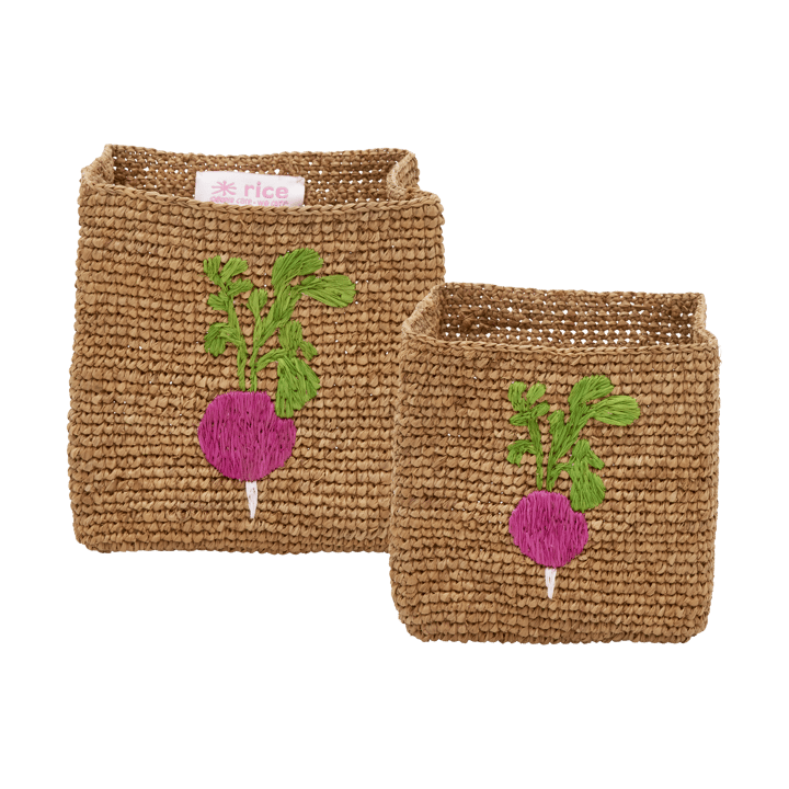 Rice raffia opbergmand 2-delig - Radish Embroidery-Tea - RICE