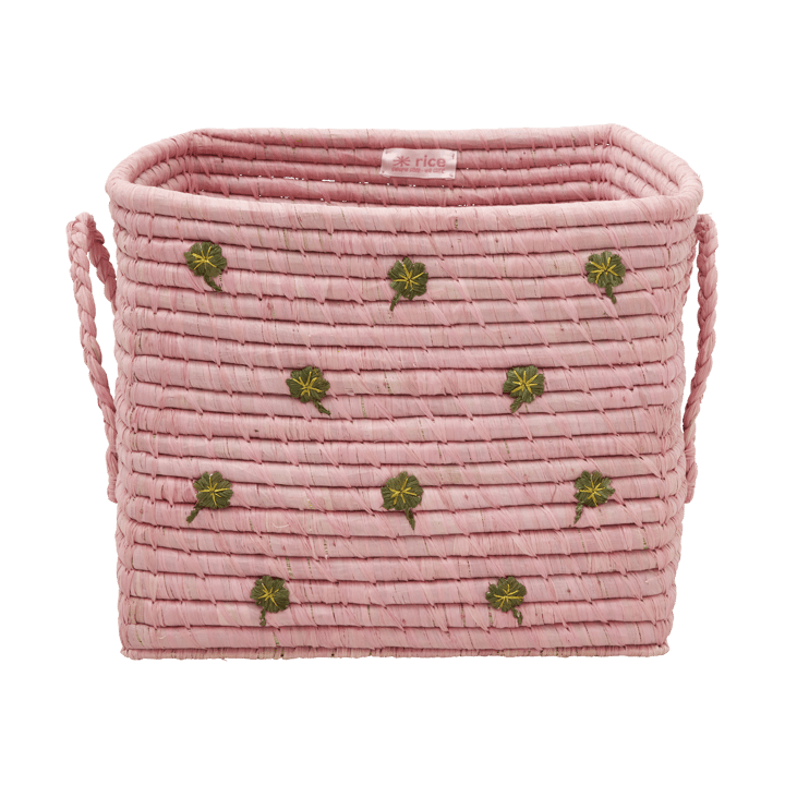 Rice raffiamand met handvat 30x30 cm - Pink - RICE