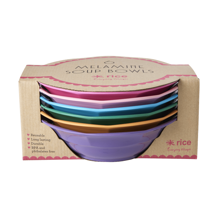 Rice soepbord melamine Ø19 cm 6-delig - Multicolor - RICE