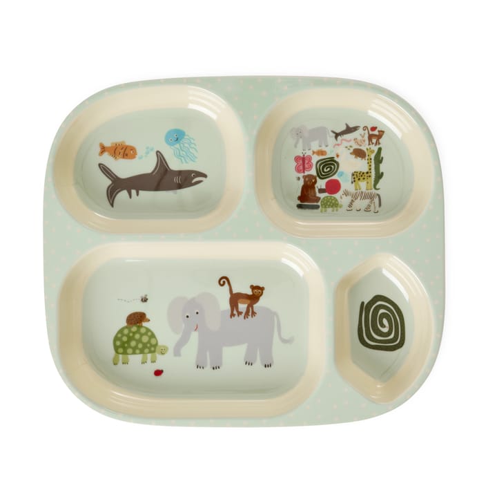 Rice wildlife kinderbord met 4 vakken - Mint - RICE