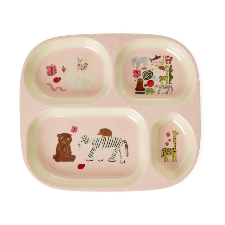 Rice wildlife kinderbord met 4 vakken - Pink - RICE