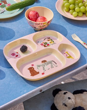 Rice wildlife kinderbord met 4 vakken - Pink - RICE