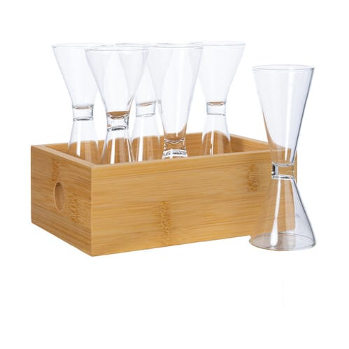 Nature snapsglas in bamboebox 6-pack 4 cl - Bamboe-helder - Sagaform