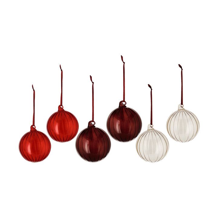 Clarity kerstbal Ø8 cm 6-pack - Rood - Scandi Living