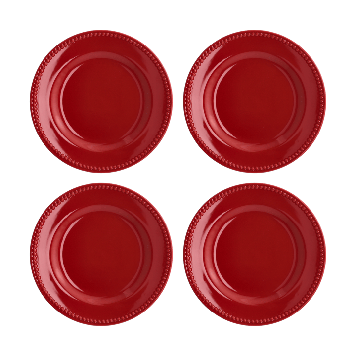 Dots klein bord 22 cm 4 stuks - Rood - Scandi Living