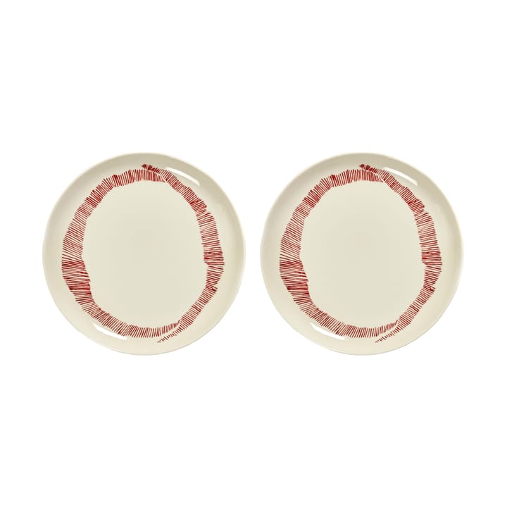 Ottolenghi Feast bord M Ø22,5 cm 2-pack - White stripes-red - Serax