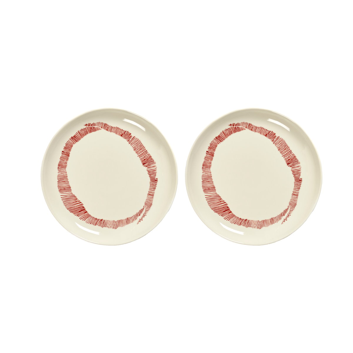 Serax Ottolenghi Feast bord S Ø19 cm 2-pack White stripes-red