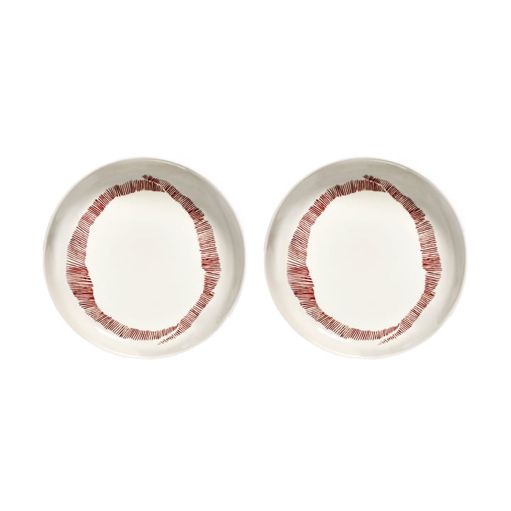 Ottolenghi Feast diep bord Ø22 cm 2-pack - White stripes-red - Serax