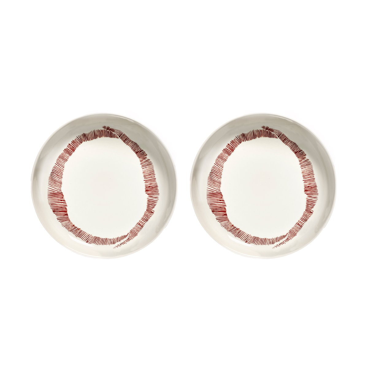 Serax Ottolenghi Feast diep bord Ø22 cm 2-pack White stripes-red