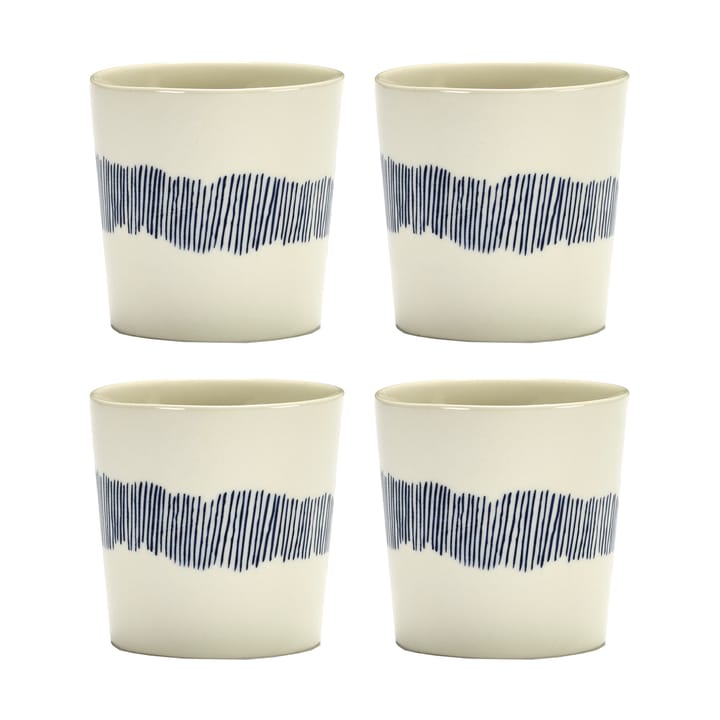 Ottolenghi Feast koffiekop 25 cl 4-pack - White stripes-blue - Serax