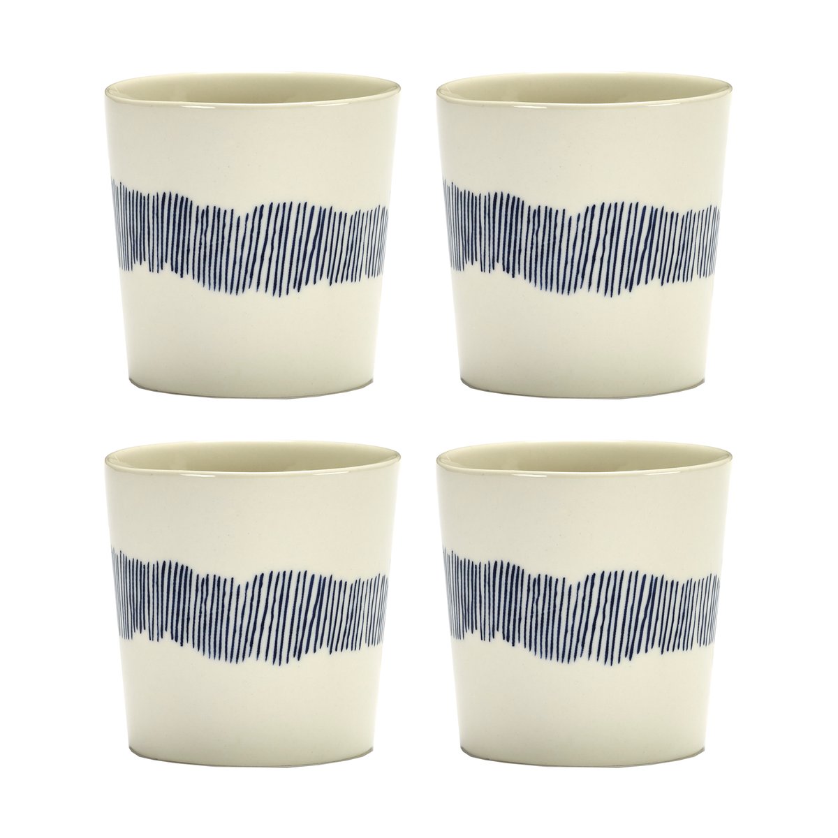 Serax Ottolenghi Feast koffiekop 25 cl 4-pack White stripes-blue