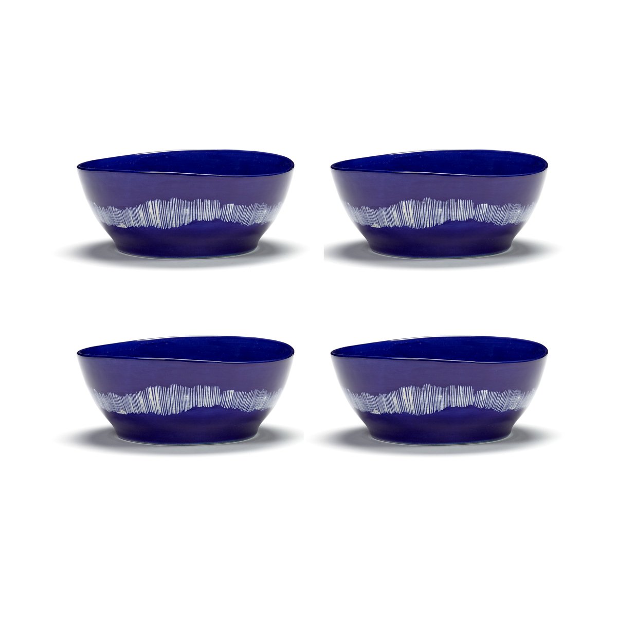 Serax Ottolenghi Feast kom L Ø17 cm 4-pack Dark blue stripes-white