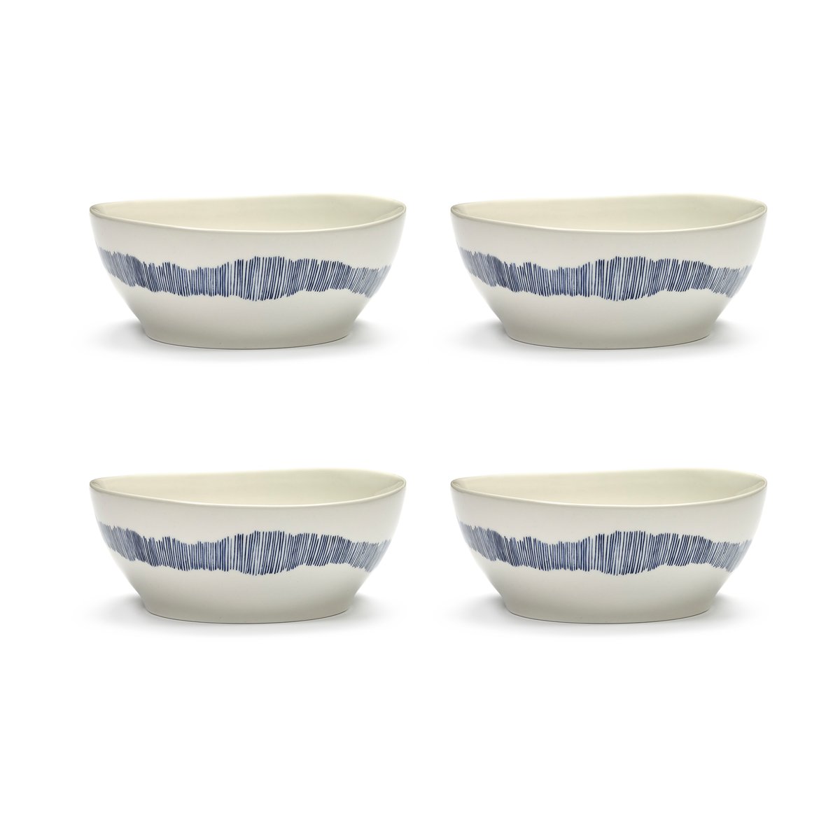 Serax Ottolenghi Feast kom L Ø17 cm 4-pack White-stripes blue