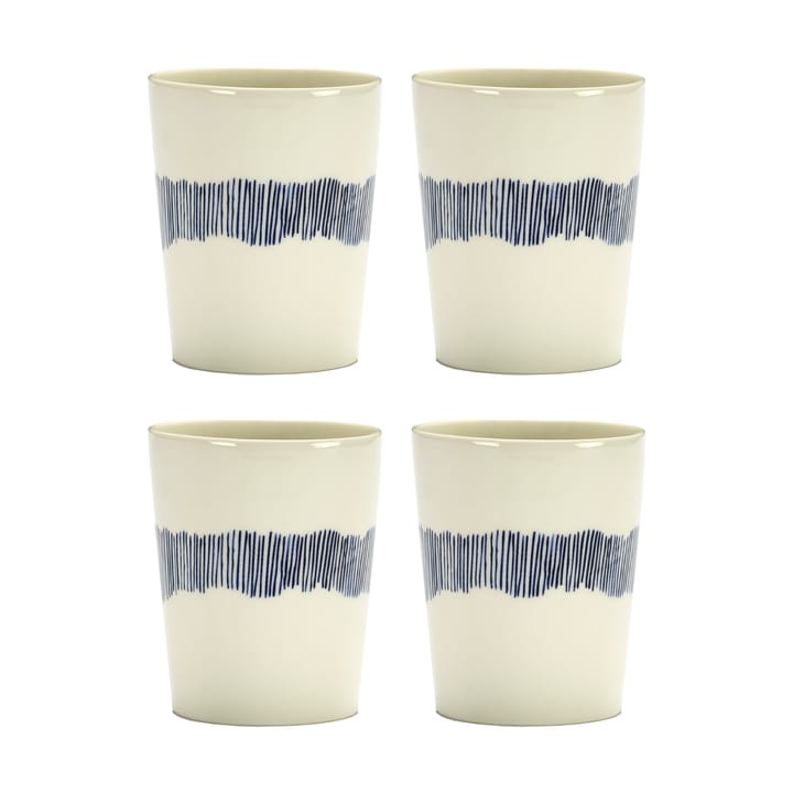 Ottolenghi Feast theekop 33 cl 4-pack - White stripes-blue - Serax