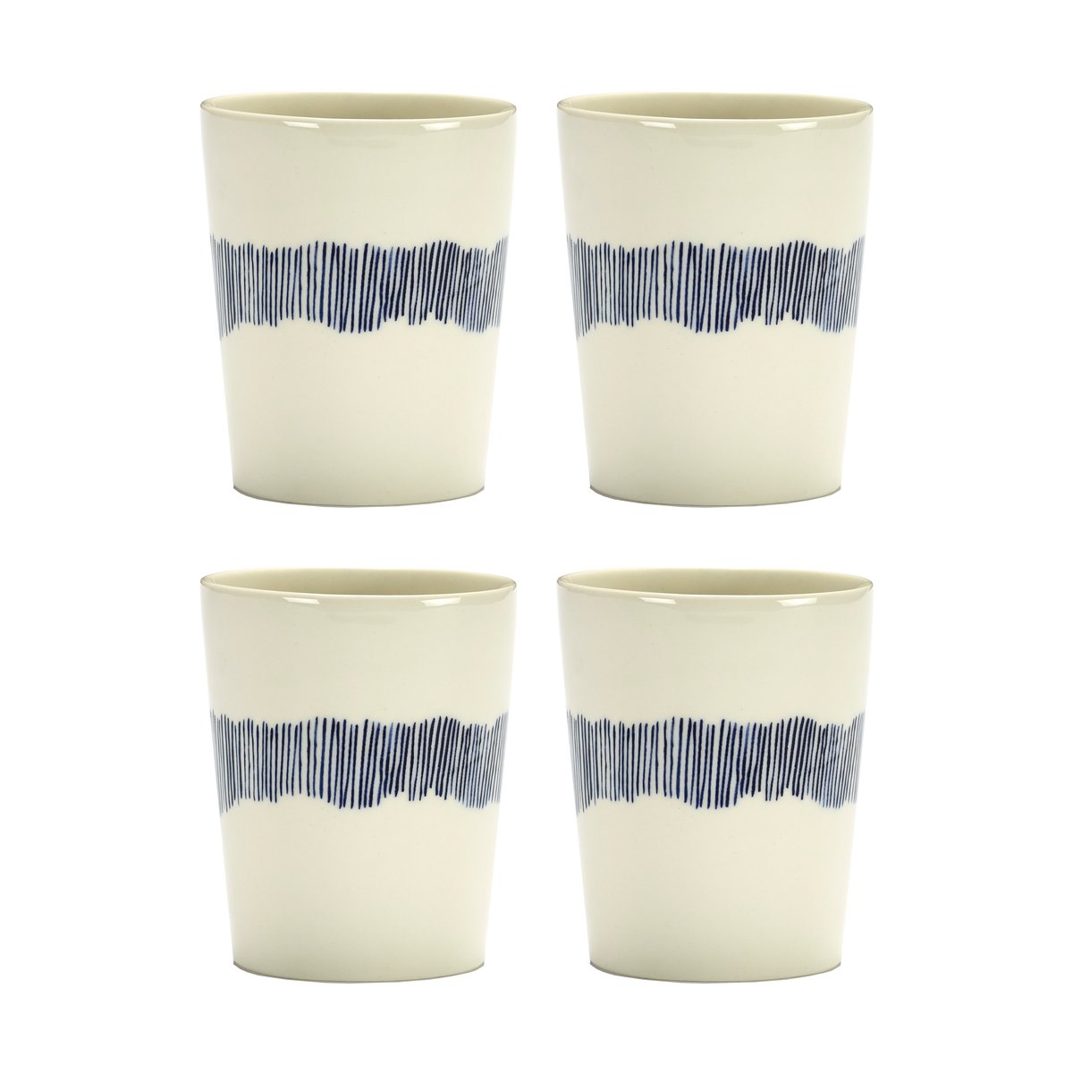 Serax Ottolenghi Feast theekop 33 cl 4-pack White stripes-blue