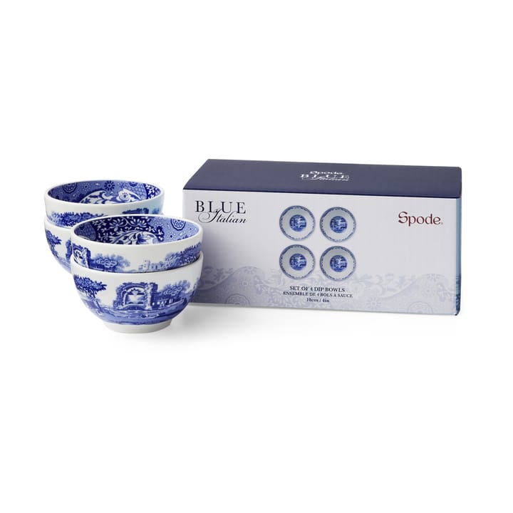 Blue Italian dipschaal Ø10 cm 4-pack - Blauw-wit - Spode