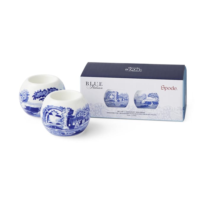 Blue Italian kaarsenhouder 2-pack - Blauw-wit - Spode