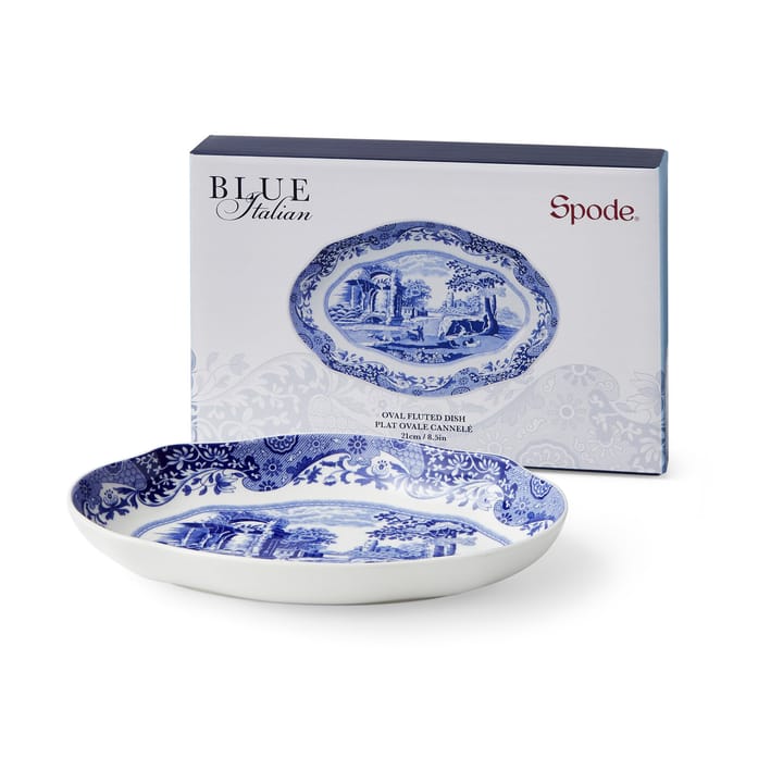 Blue Italian serveerschaal ovaal 14x21 cm - Blauw-wit - Spode