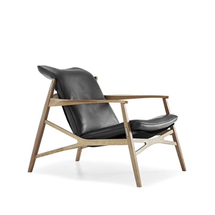 Link loungefauteuil, leer tärnsjö donkerbruin, naturel geolied eikenhout, zwart canvas Stolab