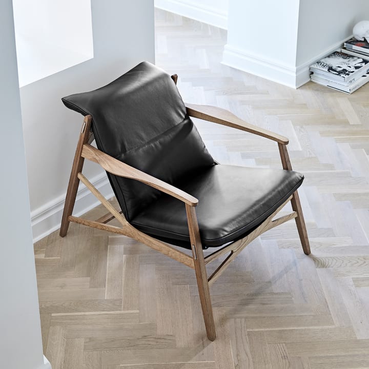 Link loungefauteuil, leer tärnsjö donkerbruin, naturel geolied eikenhout, zwart canvas Stolab