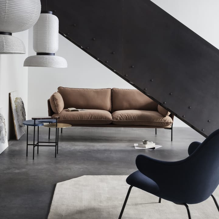 Catch JH14 loungefauteuil, stof hallingdal 110 grey, zwartgelakt stalen onderstel &Tradition