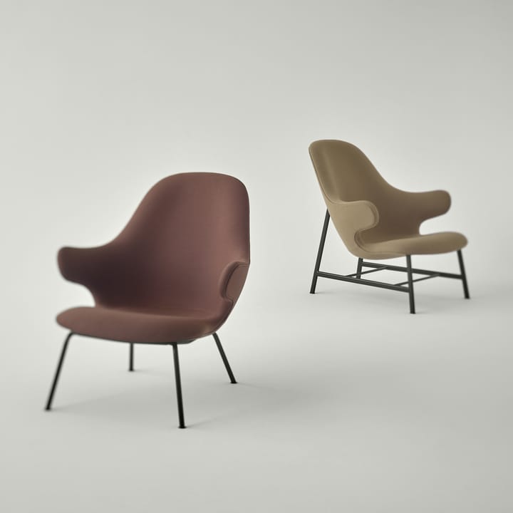 Catch JH14 loungefauteuil, stof hallingdal 110 grey, zwartgelakt stalen onderstel &Tradition