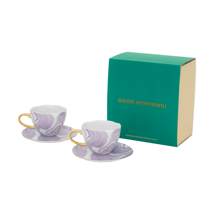 Good Morning geschenkset Cappuccino mok & schotel 2-pack - Valuri violet - URBAN NATURE CULTURE