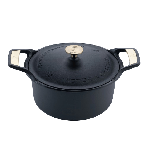 Signature braadpan met deksel gietijzer 5,5 liter - Zwart - Victoria