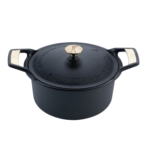 Victoria Signature braadpan met deksel gietijzer 5,5 liter Zwart