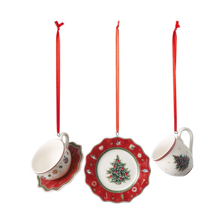 Toy's Delight kerstboomhanger serviesset 3-delig - Wit-rood - Villeroy & Boch