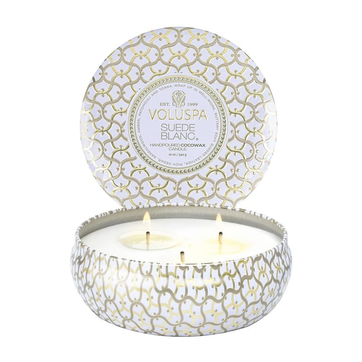 Maison Blanc 3-wick Tin geurkaars 40 uur, Suede Blanc Voluspa