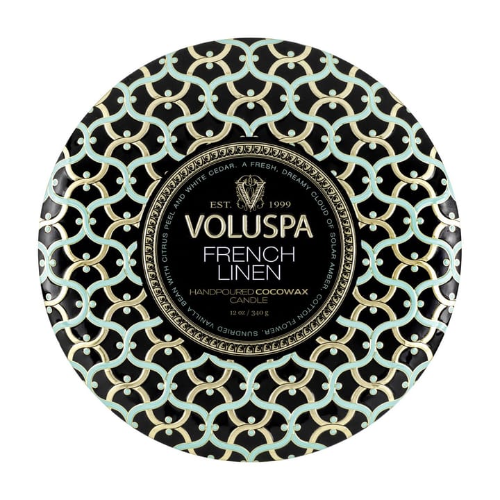 Maison Noir 3-wick Tin geurkaars 40 uur, French Linen Voluspa