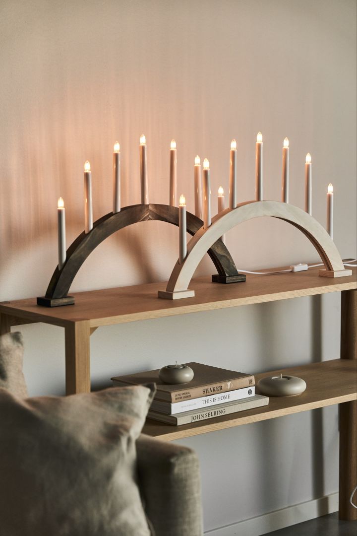 Decoreer met traditionele Scandinavische kerstdecoratie - De Sky kaarsenbrug van Scandi living staat prachtig op het dressoir of voor het raam voor een traditionele Scandi benadering van kerstverlichting.